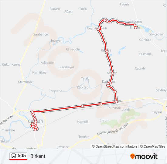 505 bus Line Map