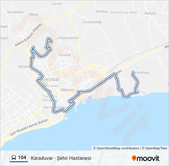 104 Bus Line Map