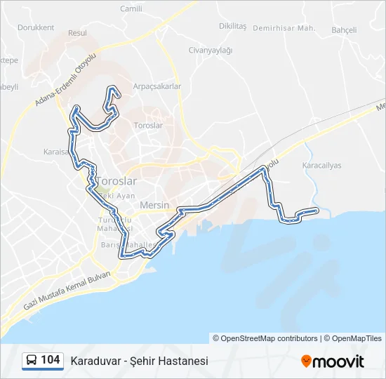 104 Bus Line Map
