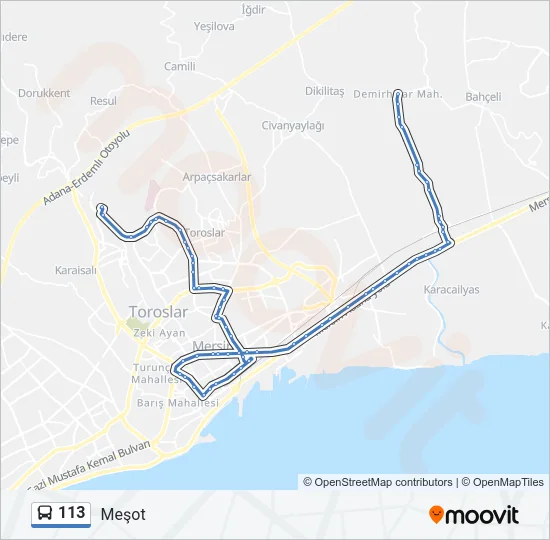 113 Bus Line Map