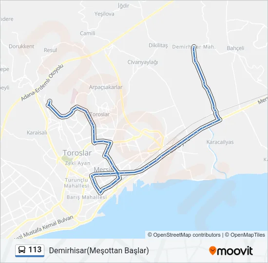 113 Bus Line Map
