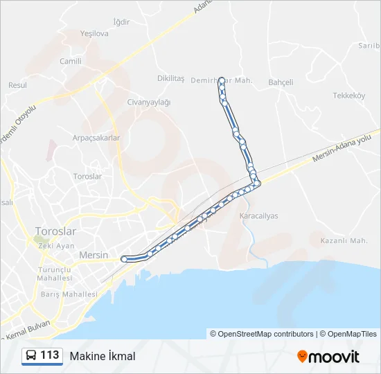 113 Bus Line Map