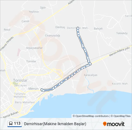 113 Bus Line Map