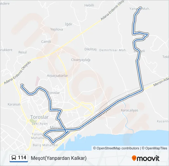 114 Bus Line Map