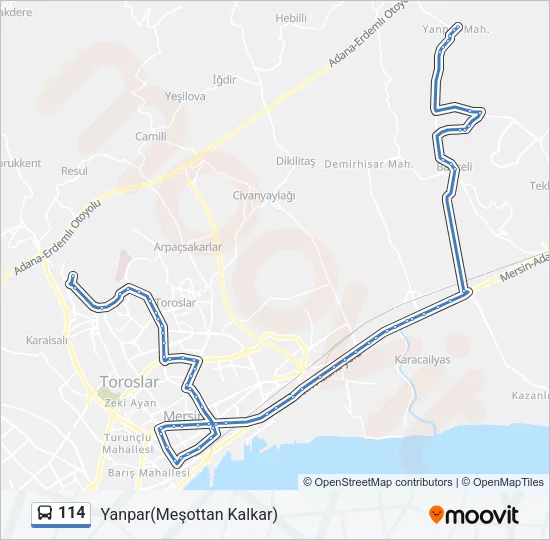 114 Bus Line Map