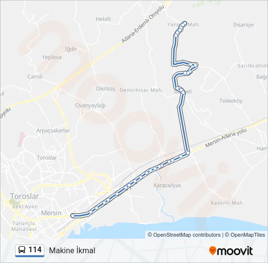 114 Bus Line Map