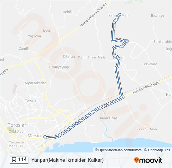 114 Bus Line Map
