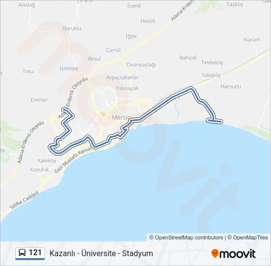 121 Bus Line Map