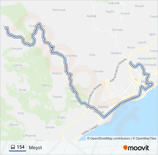 154 Bus Line Map