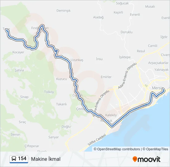 154 Bus Line Map