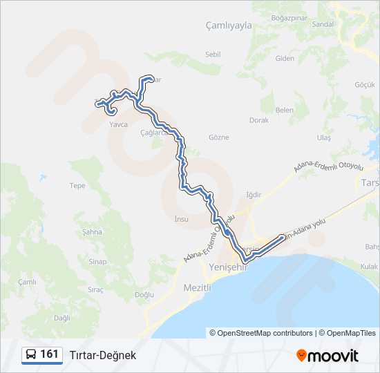 161 otobüs Hattı Haritası