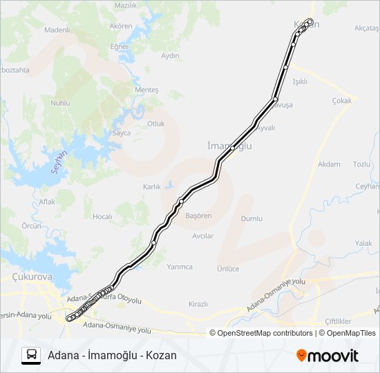 KOZAN KOOP otobüs Hattı Haritası