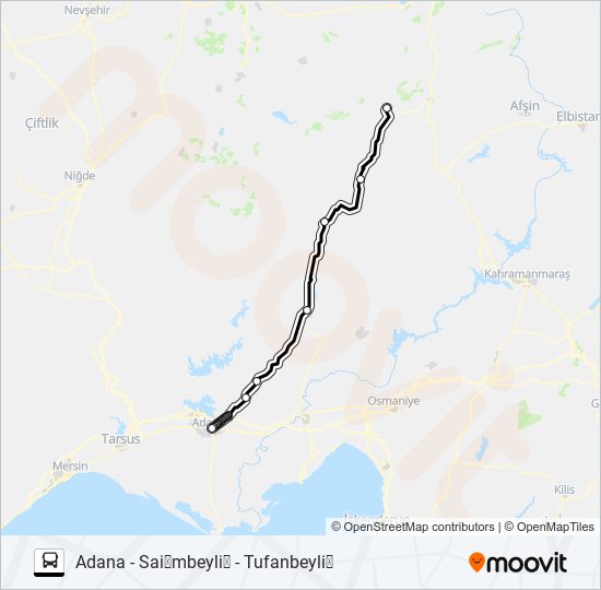 TUFANBEYLİ KOOP otobüs Hattı Haritası