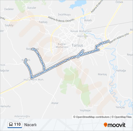 110 otobüs Hattı Haritası