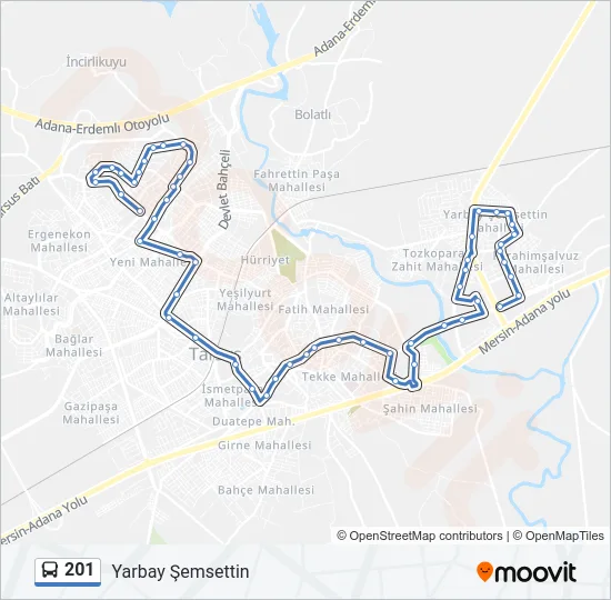 201 Bus Line Map