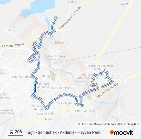 208 Bus Line Map