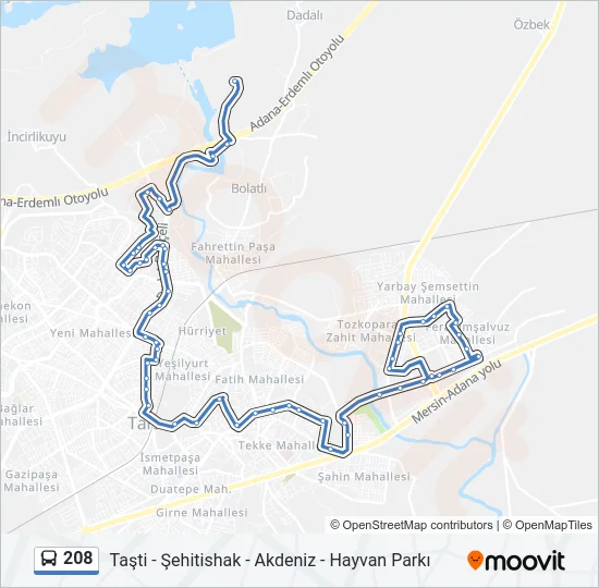 208 Bus Line Map