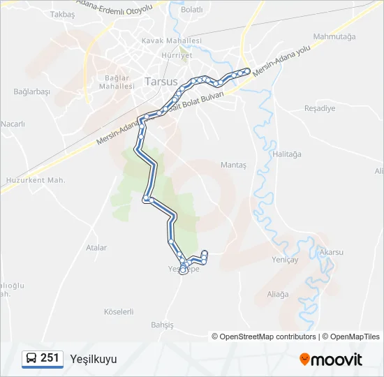 251 Bus Line Map