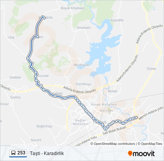 253 bus Line Map