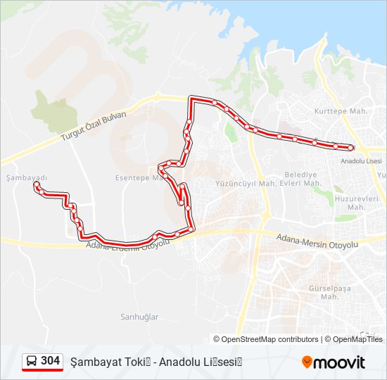 304 bus Line Map