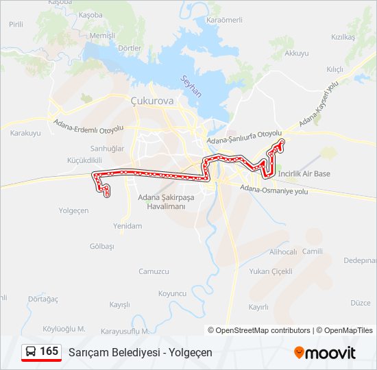 165 otobüs Hattı Haritası
