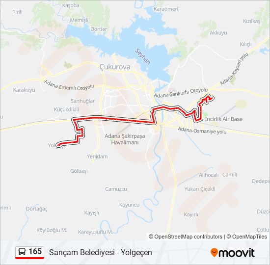 165 otobüs Hattı Haritası