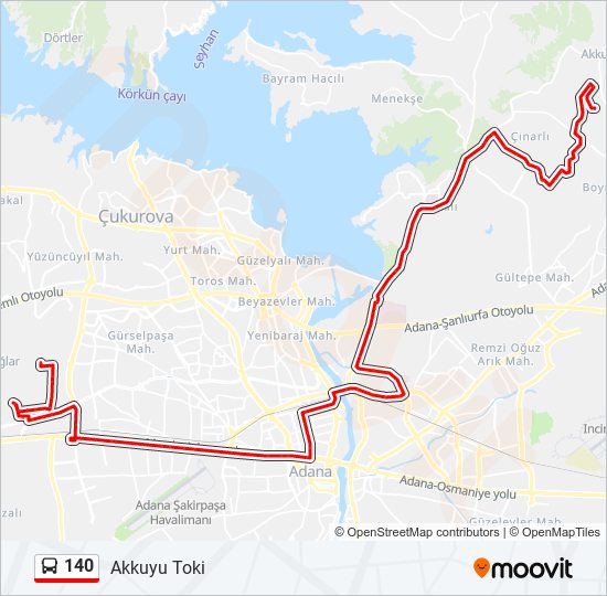 140 otobüs Hattı Haritası