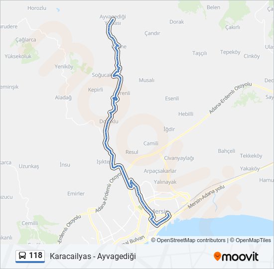 118 otobüs Hattı Haritası