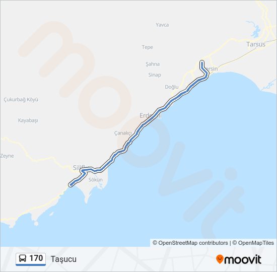 170 otobüs Hattı Haritası