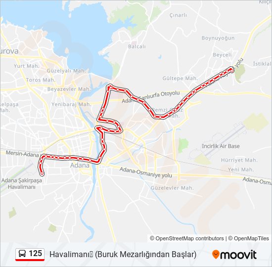 125 bus Line Map