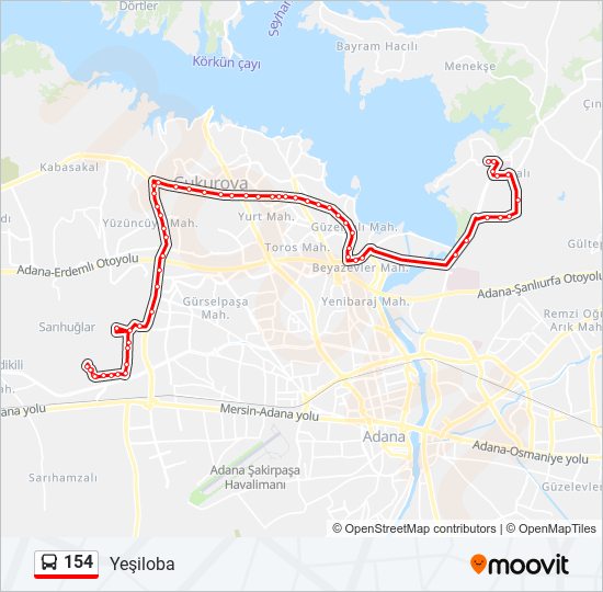 154 bus Line Map