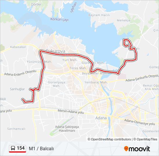 154 bus Line Map