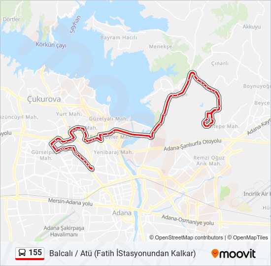 155 bus Line Map