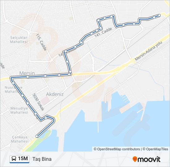 15M otobüs Hattı Haritası