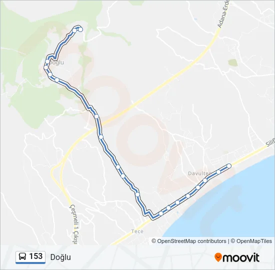 153 Bus Line Map