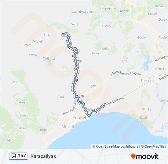 157 otobüs Hattı Haritası