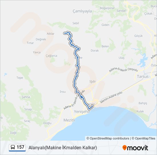 157 otobüs Hattı Haritası