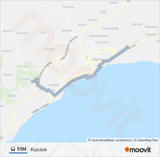 55M Bus Line Map
