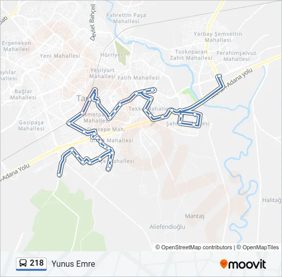 218 Bus Line Map