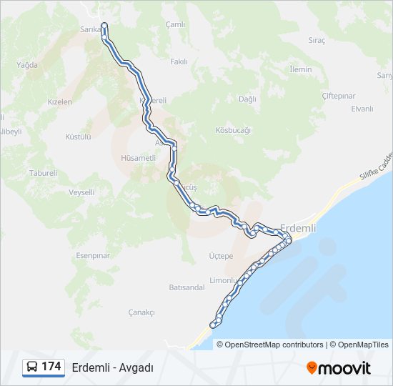 174 otobüs Hattı Haritası