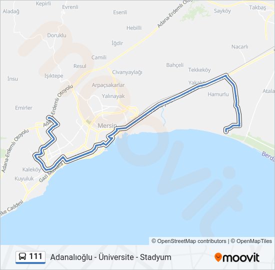 111 bus Line Map