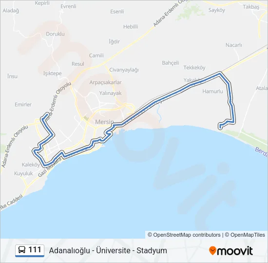 111 Bus Line Map