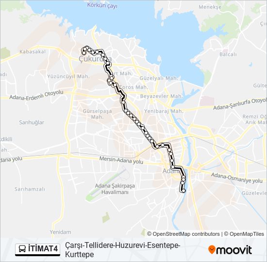 İTİMAT4 otobüs Hattı Haritası