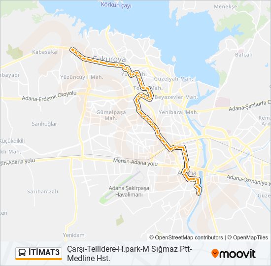 İTİMAT3 otobüs Hattı Haritası