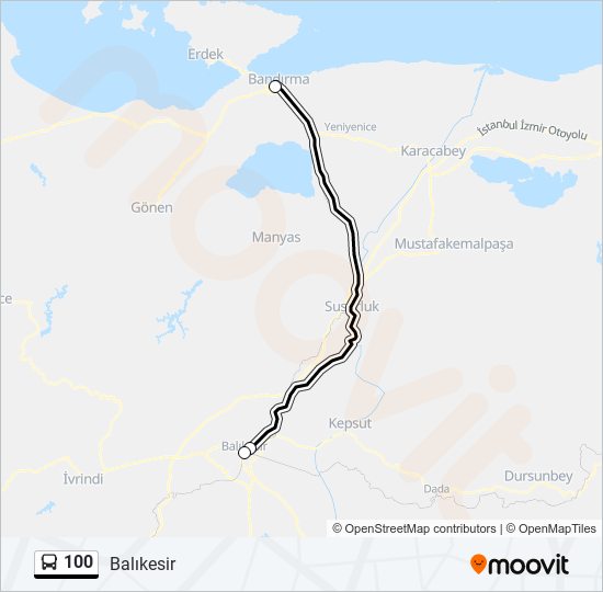 100 bus Line Map