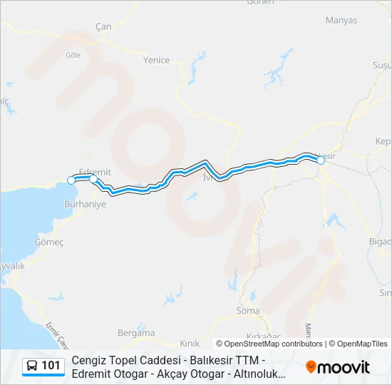 101 Bus Line Map
