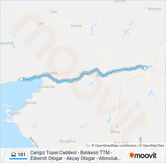 101 Bus Line Map