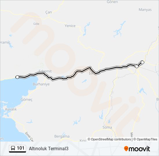 101 bus Line Map