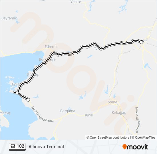 102 bus Line Map