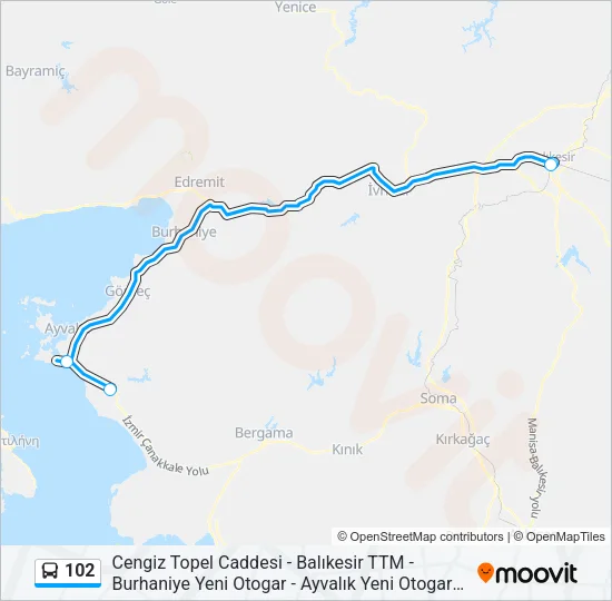 102 Bus Line Map